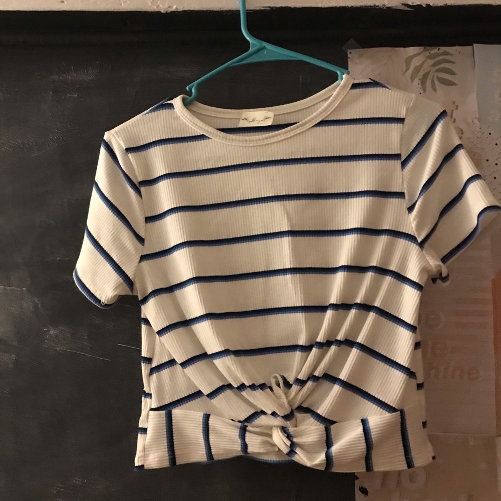 Blue and white striped shirt